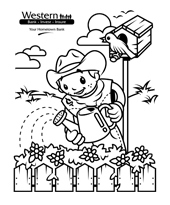 Watering Flowers Coloring Page